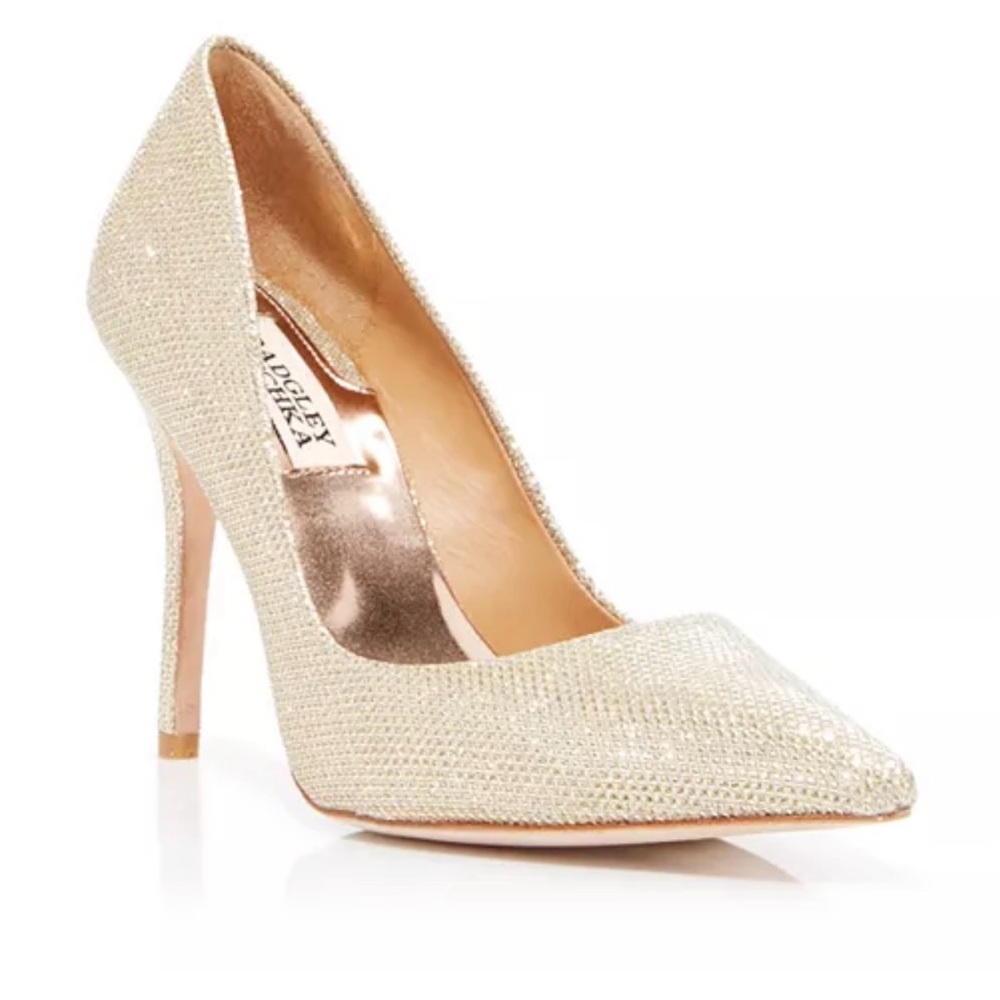 Badgley Mischka Sparkly Glitter Gold Heels
